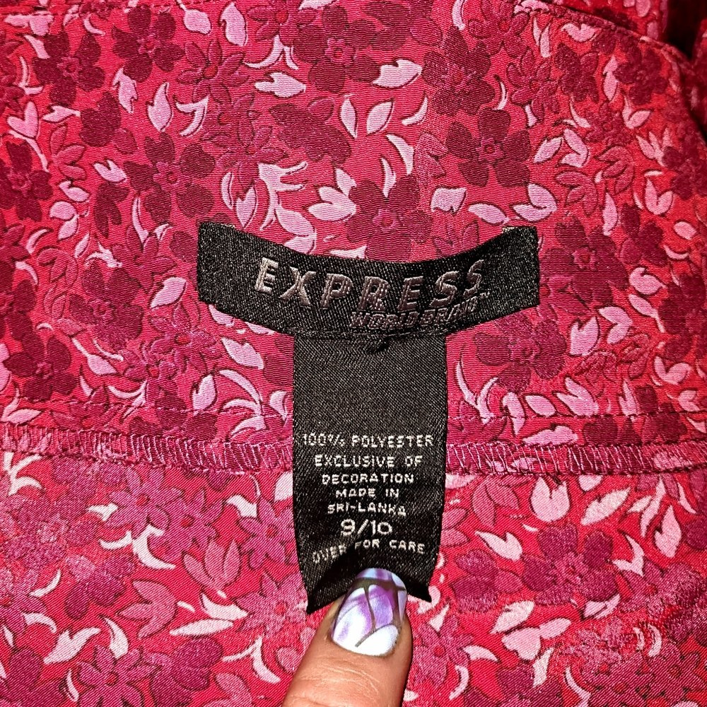 5/$50 EUC Vintage Express Slip Dress Floral Lace Side Zip 90's Pink/Red Sz.9/10 - Picture 9 of 9